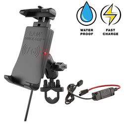 RAM® Quick-Grip™ 15W Waterproof Wireless Charging Handlebar Mount (RAM-B-149Z-A-UN14W-V7M-1)