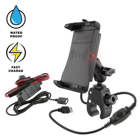 RAM® Quick-Grip™ 15W Waterproof Wireless Charging Mount with Tough-Claw™ (RAM-B-400-A-UN14W-V7M-1)