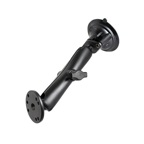 RAM Twist-Lock™ Suction Mount with Double Socket Arm and Round Base w/ AMPs hole (RAM-B-166-C-202U) - RAM Mount Philippines
