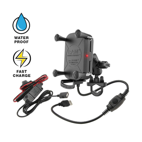 RAM-B-149Z-A-UN12W-V7M RAM Tough-Charge Waterproof Wireless Charging Motorcycle Mount-image-1