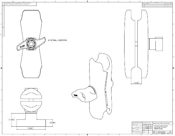 RAM-D-201U - RAM Medium Length Arm for D Size Balls | Mounts PH